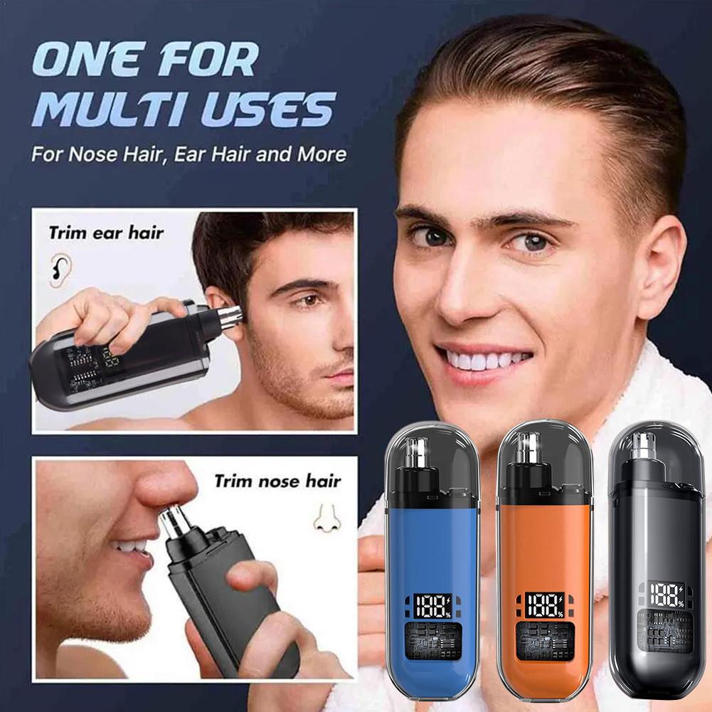 1pc recortadora de vello nasal y auricular con pantalla LED, adecuada para hombres y mujeres, sin dolor e inalámbrica USB rechargeable; cortapelos profesional doble filo - ()