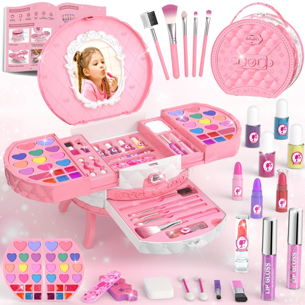 TEMU Set de maquillage pour filles, incluant coiffeuse et , cadeau de princesse, jouet, cadeau d'anniversaire, de Noël et d'Halloween, convient aux