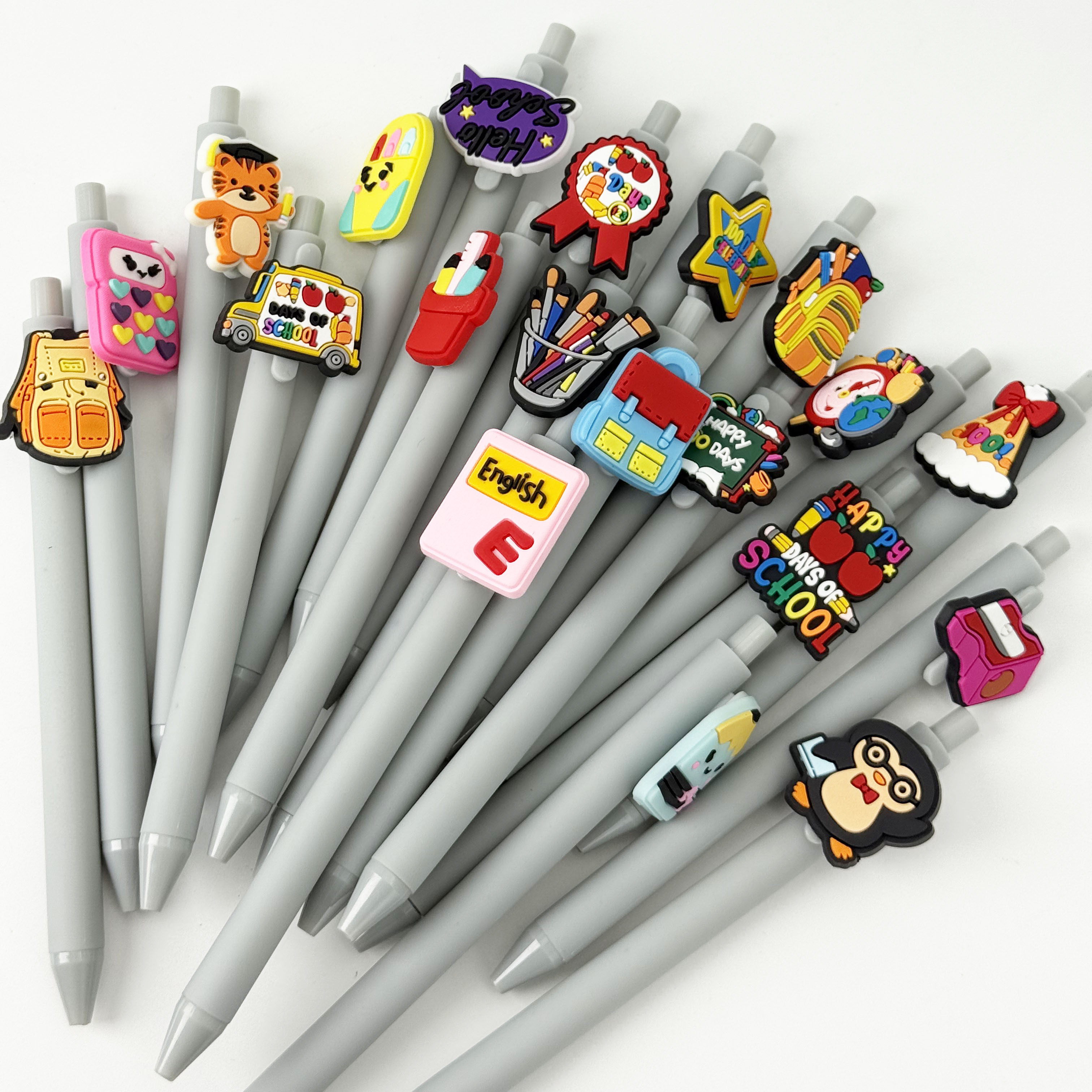 20 30pcs back to   themed sticker round ballpoint pens creative gift pen with fun pvc decals and comfortable grip   retractable black ink cartridge   writing Product details 2