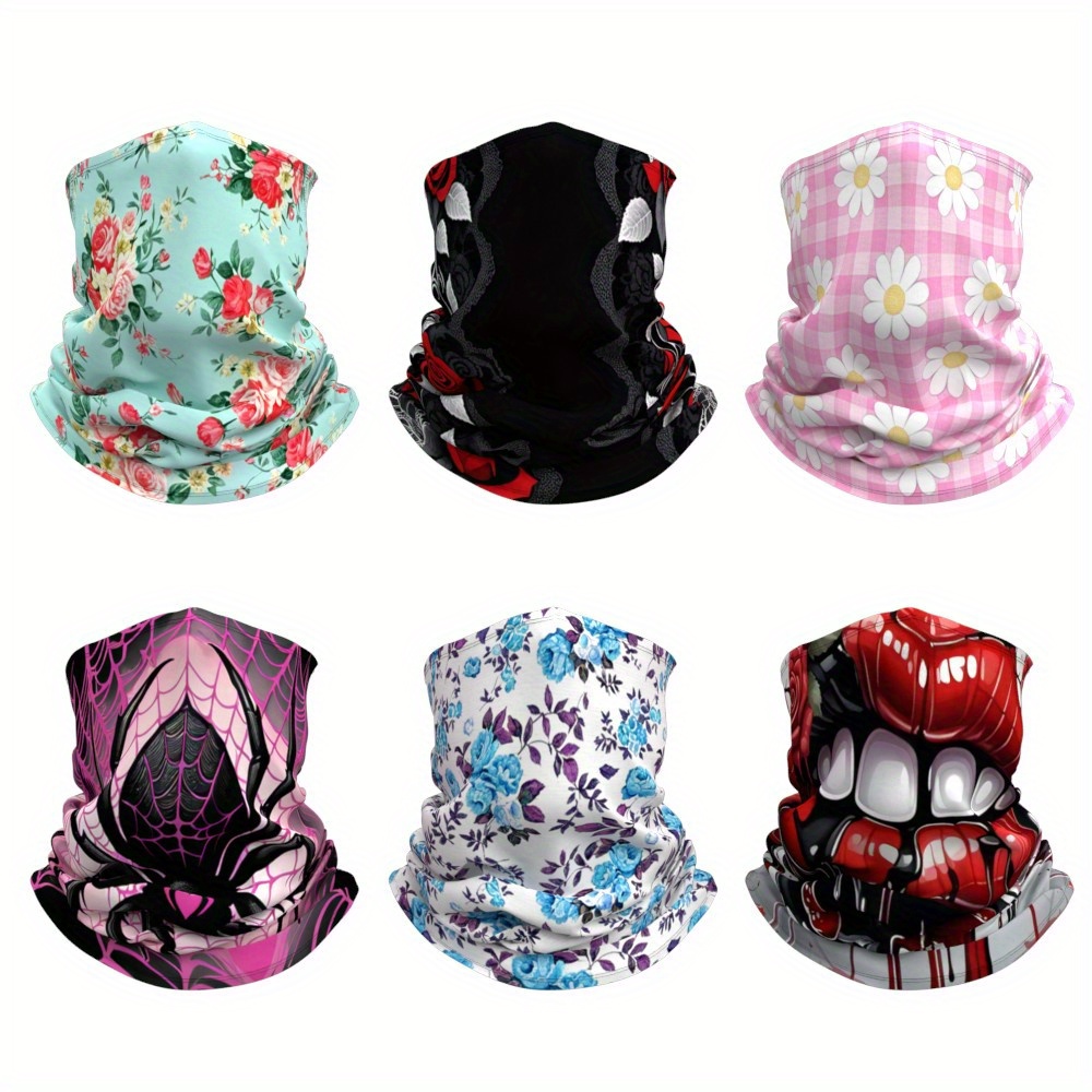 6pcs 9 18 inch floral pattern vintage style neck gaiters scarf high     outdoor sports essential fashionable headwear multi functional   styles party decoration avfishing and hunting