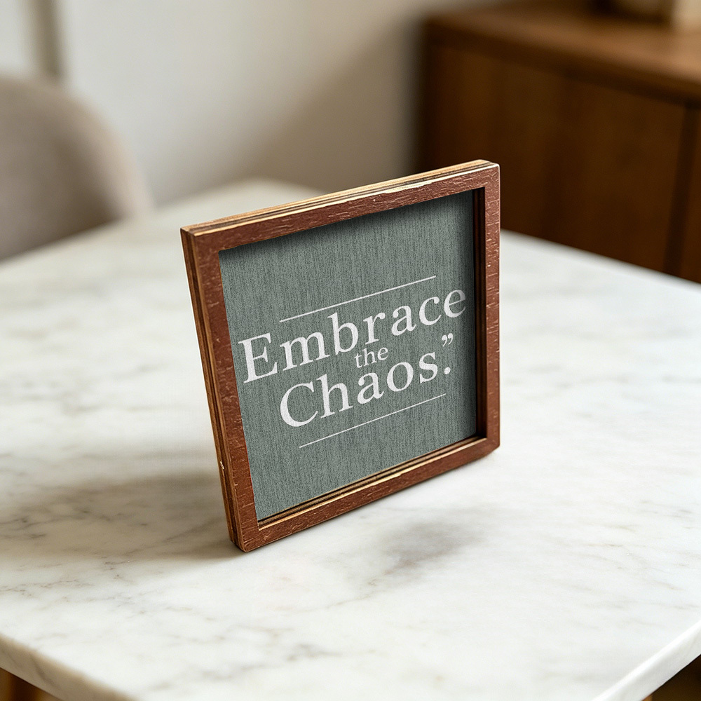 TEMU 1 Aimant de réfrigérateur en bois avec texte carré "", Aimant décoratif de style minimaliste, Convient pour de réfrigérateur de cuisine ou les