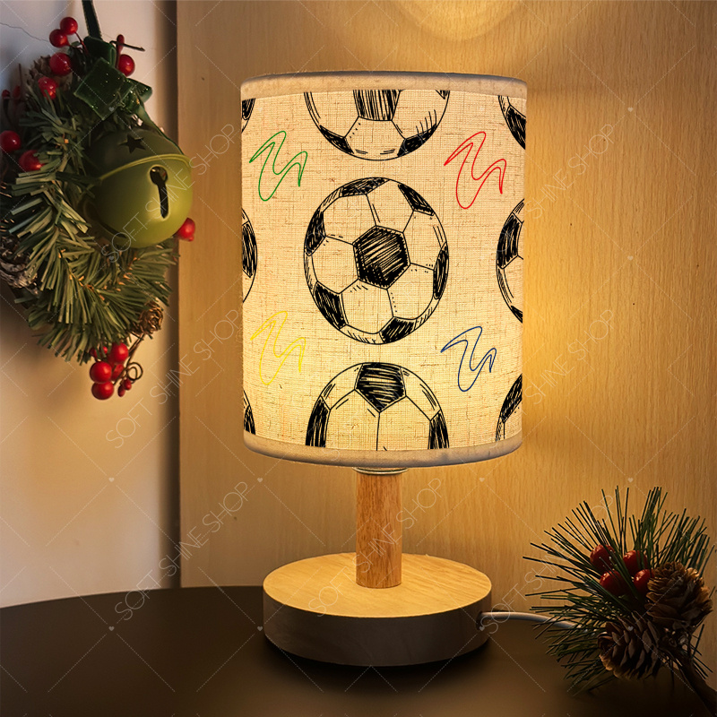 Printed Fabric Shade Table Lamp, USB-Powered LED Light