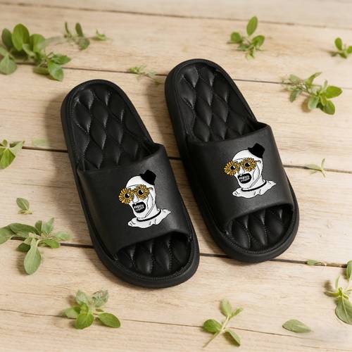 1 pair print slippers suitable for men women sole upper with clown slip indoor outdoor house for bathroom beach casual wear unisex clogs for comfortable footwear