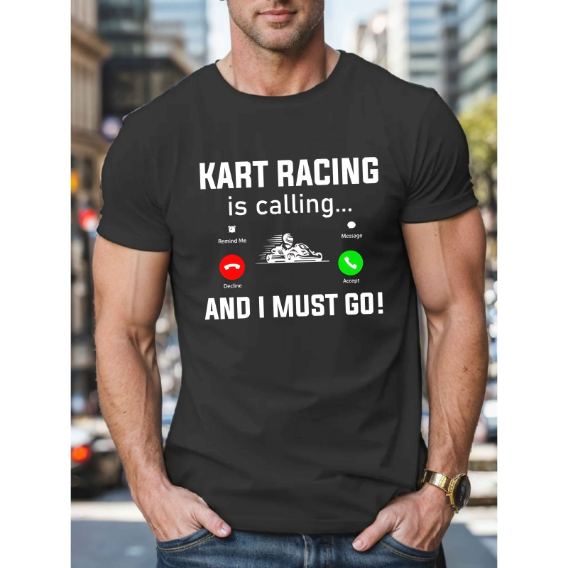 

Kart Racing Is Calling Men's Short Sleeve T-shirt Summer T-shirt Top