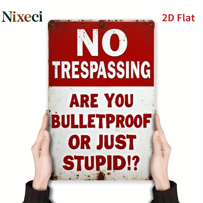 no trespassing funny signs sold on Temu United States