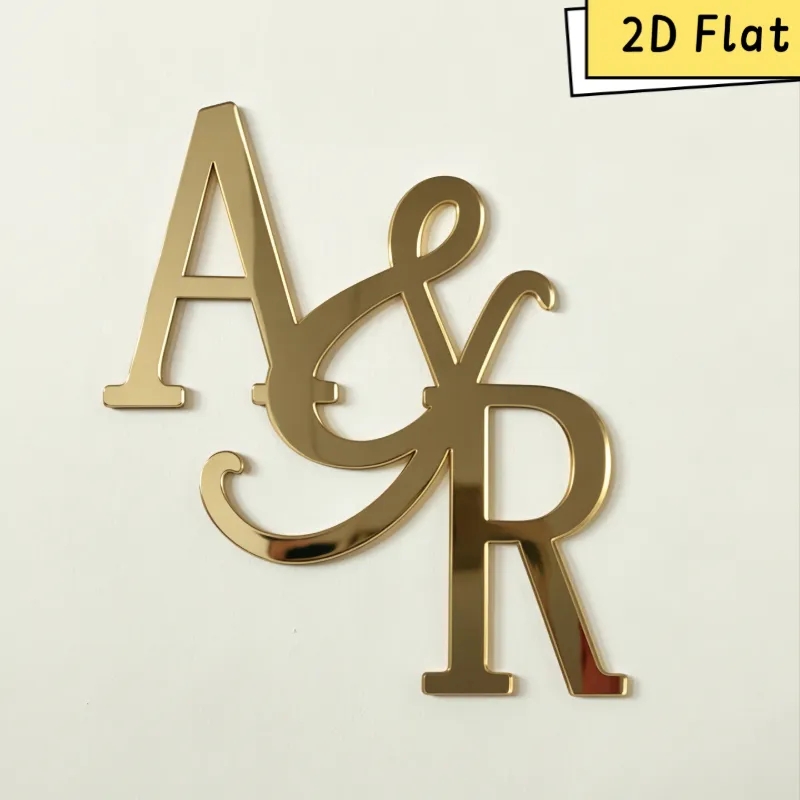 TEMU ["2D Plat] Lettre Acrylique Personnalisée, Autocollant Mural Initial Premium, Décoration de Chambre de Mariage, Lumière Murale de Luxe ,
