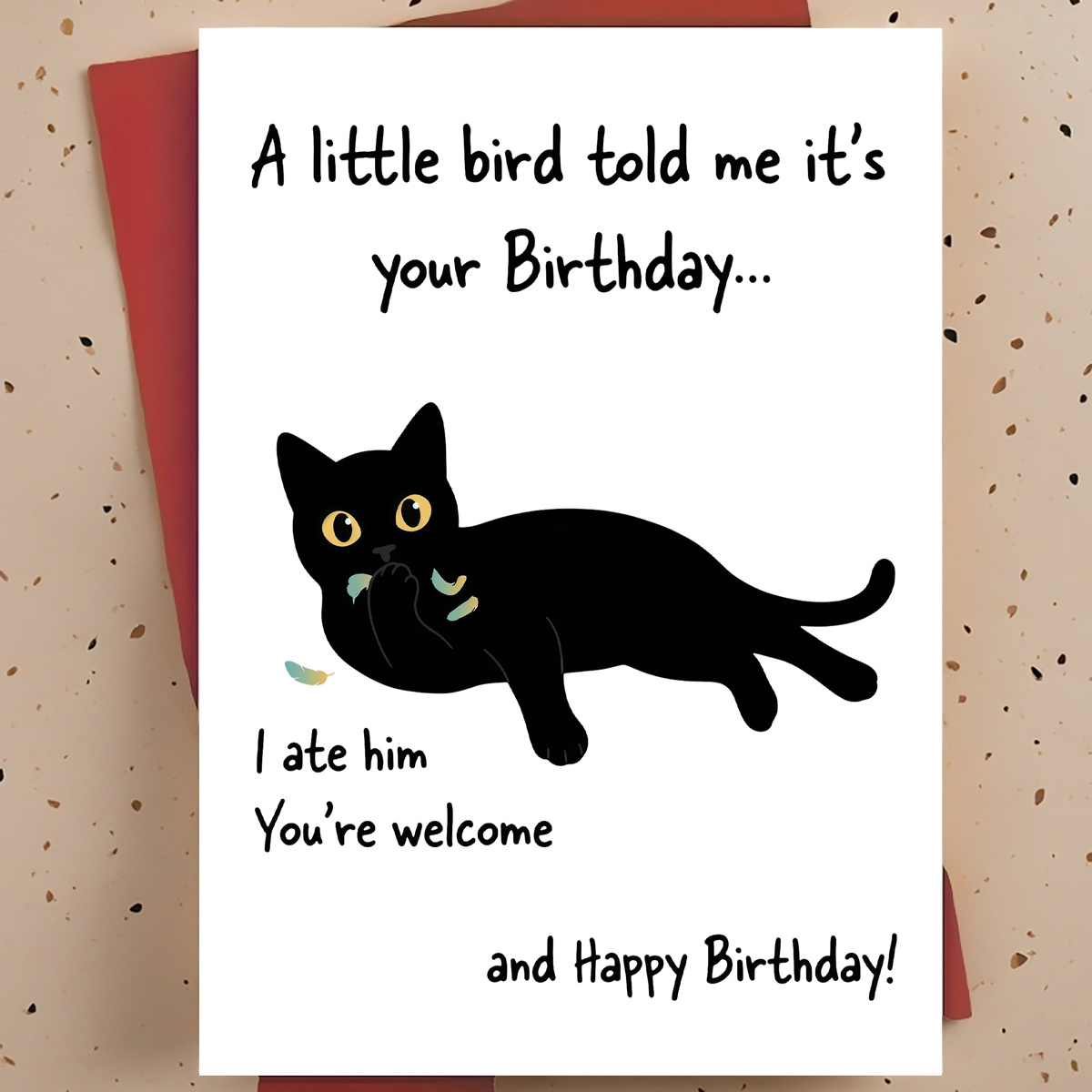 TEMU A Fun Black Cat Birthday Card, Designed For Cat Lovers—a Humorous Modern Cartoon Card With An Envelope, Suitable For Birthdays, Graduations,