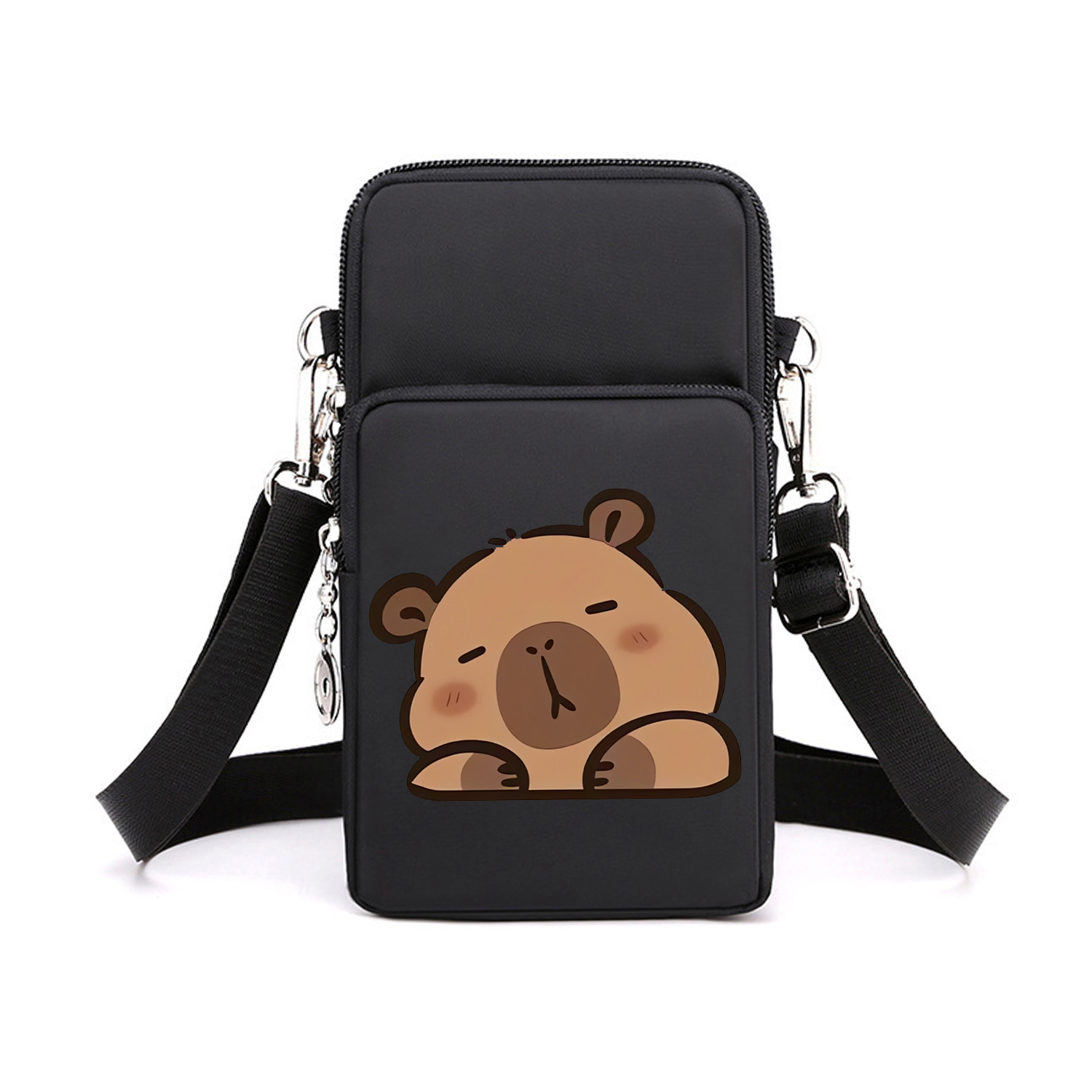Image of Adorable Capybara Design Crossbody Purse - Versatile Sling Bag With Headphone Port, Adjustable Strap, And Compact Organizer For Daily (phone, Cards, And Essentials)