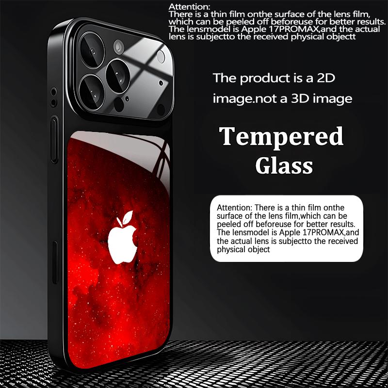 TEMU Phone Case - Red Background White Dot Pattern 2d Printing, New Tempered Glass Phone Case With Lens Protection Film Suitable For Iphone 17, 16,