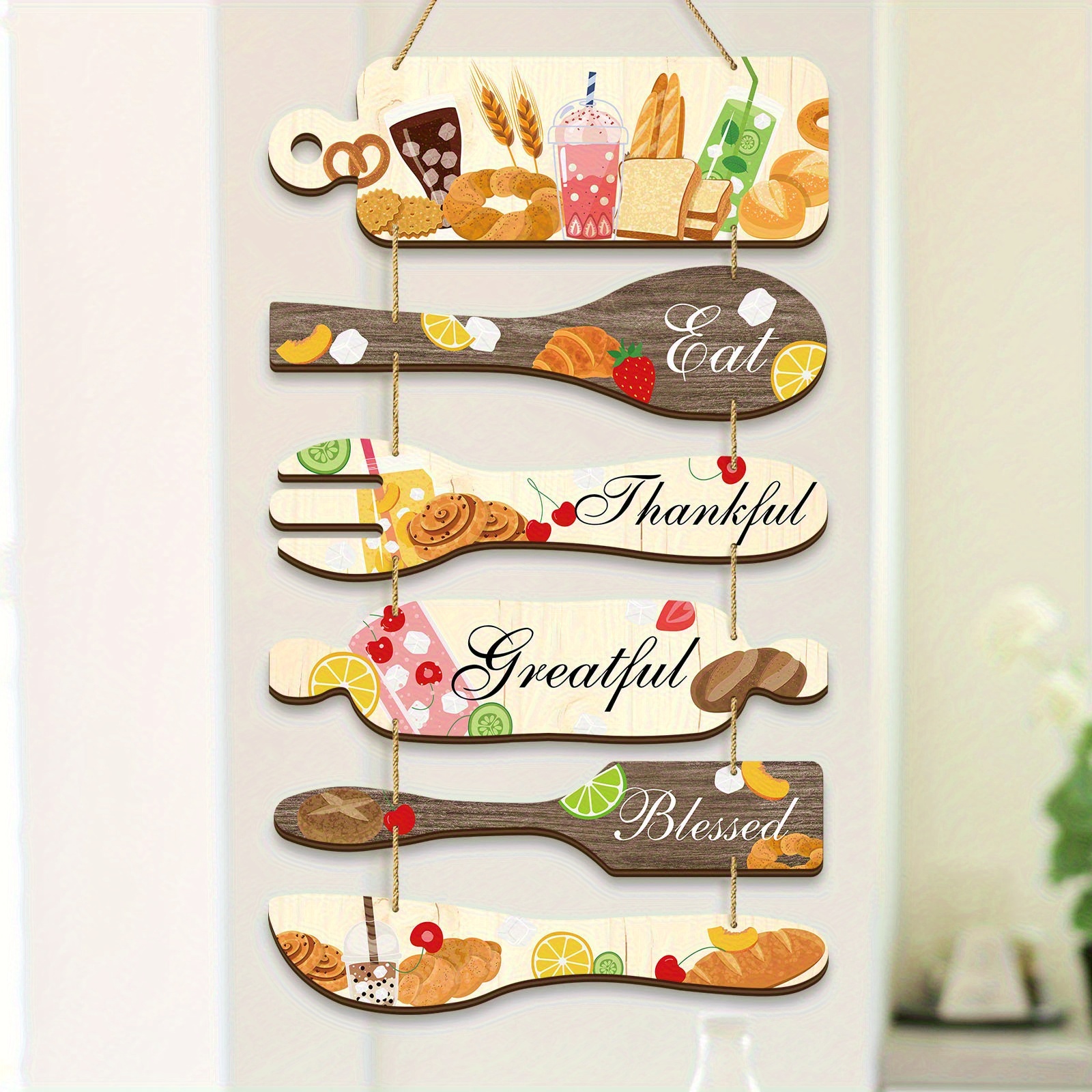 TEMU 2d Flat Printing 2d Flat A Set Of Rustic Wooden Kitchen Wall Art Signs, Holiday Thanksgiving And Christmas Decorations, Rustic Home Decorations,