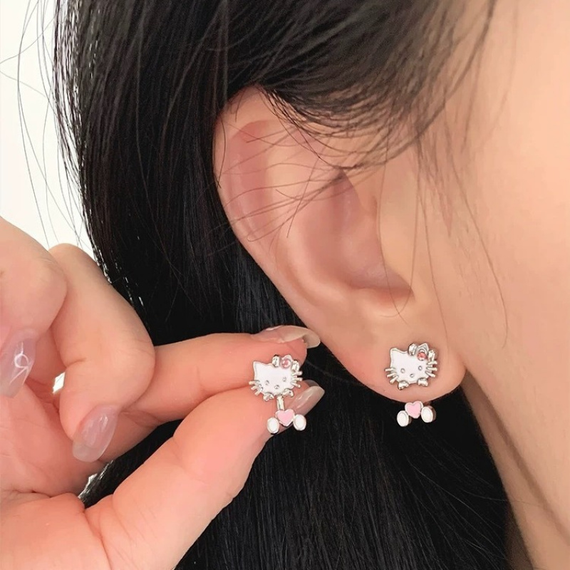 

Sanrio Hello Kitty Dual-wear Earrings - Cute Cartoon For Women, Alloy Fashion Jewelry, Gift, Sanrio, Earrings, Cartoon, Cute, Party Gifts