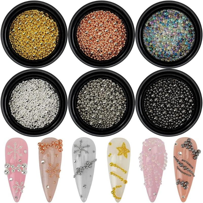 Temu – TEMU 6 Boxes Of Nail Art Beads Nail Art Metal Balls Nail Art Nail Art Steel Beads Nail Caviar Nail Art Nail Diy Crafts Decoration
