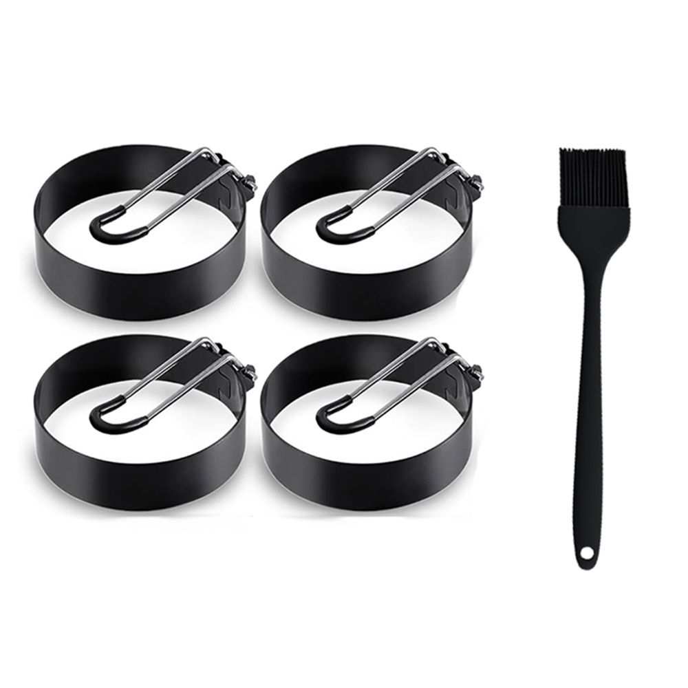 E-shop 3/5 Stück Robuste, Schwerlast-Eierringe aus Edelstahl mit Silikonbürste. Perfekte, runde Eier, leicht zu reinigen, ideal für