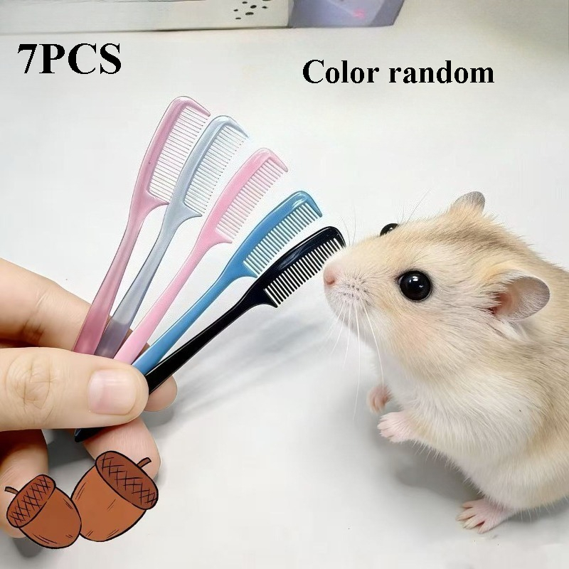 TEMU Set aleatorio de 7 piezas, Mini kit de cepillos para el de mascotas pequeñas - Peines de plástico, diseño divertido y colorido, suaves y sin ,