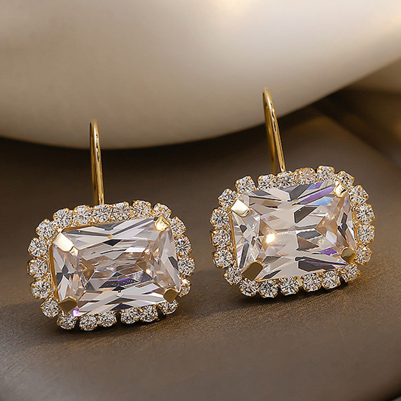Image of Readkiss Classic Minimalist -prong Synthetic Cubic Zirconiaia Wedding Earrings - Plated Dangle Earrings Suitable For Weddings, Daily Wear, Parties, April Birthstone Jewelry (synthetic), For Teenager