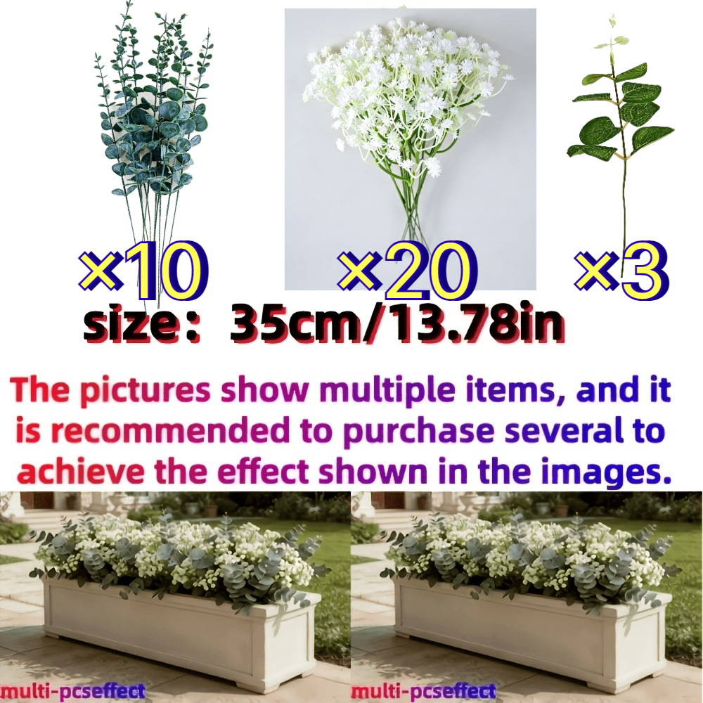 TEMU Ensemble de 33 pièces - combinaison d'eucalyptus artificiel, de et de feuilles d'eucalyptus, réaliste verte toute l'année. Parfait pour les