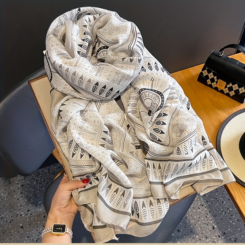 YZNT A Versatile New Style Featuring a Simple And Elegant Artistic Print, This Casual -Scarf Is Warm for Winter And Has a Soft Texture, Perfect for Outdoor Adventures.