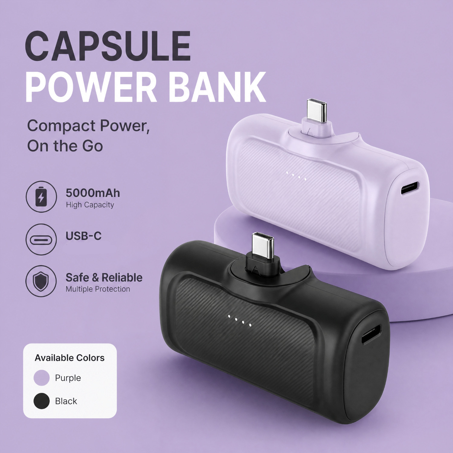 TEMU Compact 5000mah Lithium Polymer Power Bank, 22.5w Charging, Dual Charging Ports & Led Indicator, Pocket Travel Charger For Smartphones