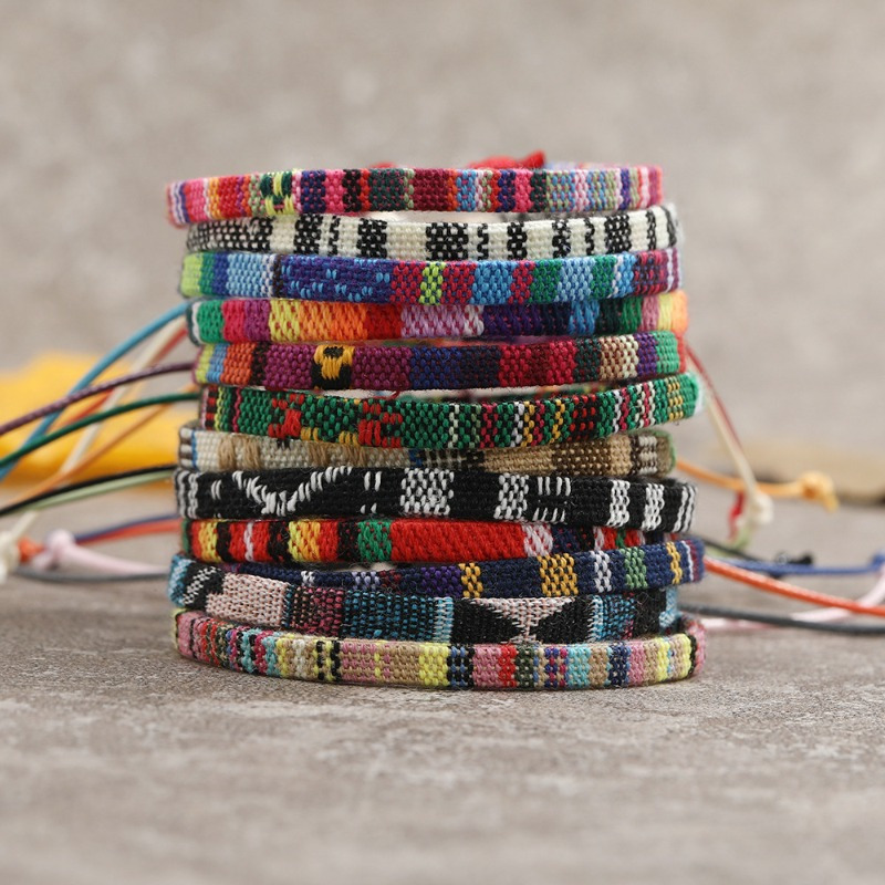 12X Bohemian Woven Friendship Bracelets Adjustable