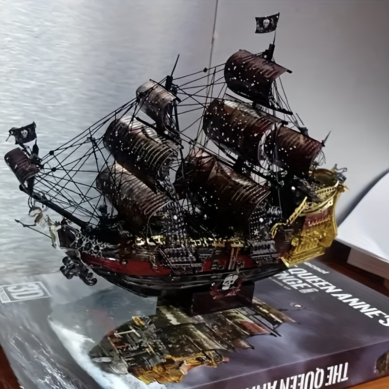 Piececool 3D-puzzel, metaal, zwarte parel, piratenboot, knutselmodelkits voor volwassenen om te bouwen, 3D-puzzels voor volwassenen en tieners voor 304 roestvrijstalen schepen, ideaal als cadeau