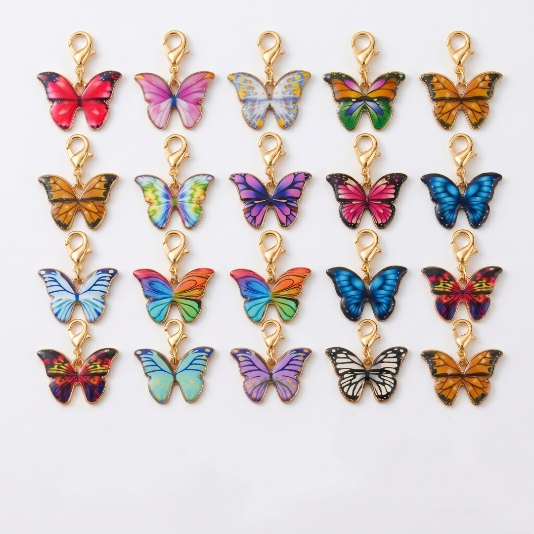 40pcs Colorful Charms With Lobster Clasp, Alloy Printed Enamel Pendants For Jewelry Making Necklaces Bracelets Earrings Keychains Bag Additions