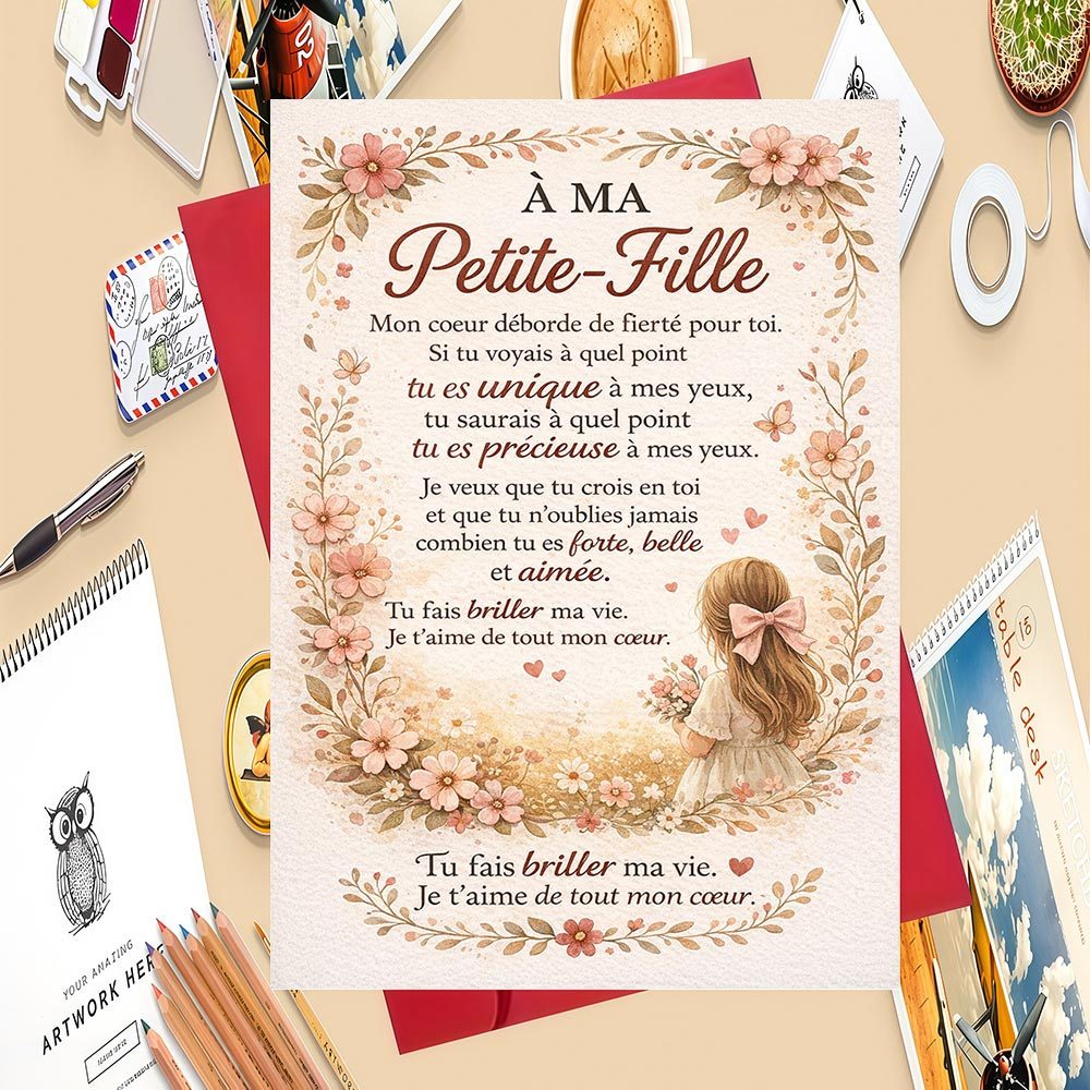 TEMU 1pc Greeting Card And 1pc Envelope For Grandmothers To Love And Pride To Their Granddaughters In