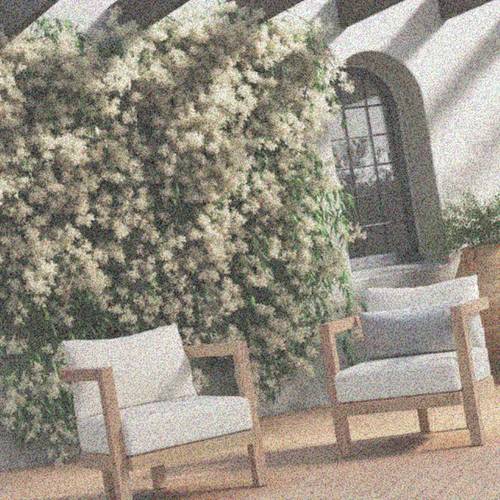 2pcs outdoor club chair set with thick waterproof cushion heavy duty 400lbs capacity deep seating patio furniture for garden porch balcony acacia frame in brown wash and beige cushion