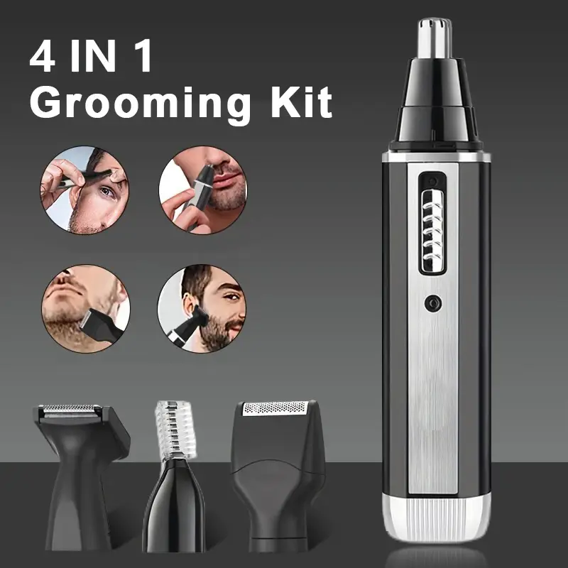 4 in 1 mens grooming kit usb rechargeable electric shaver nose ear hair trimmer beard and eyebrow portable body hair trimmer mens personal care tools set the best easter fathers day gif Product details 0