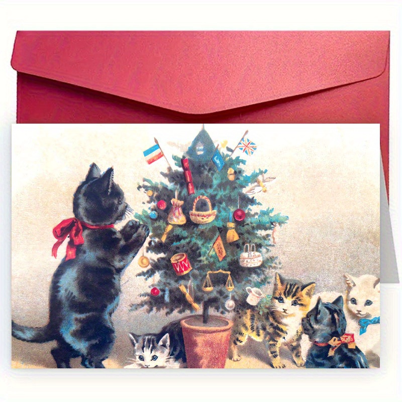 

1pc Christmas Greeting - Cat , , For Anyone, For , Mother, Son, , Grandparent, , - Unique Christmas Wishes