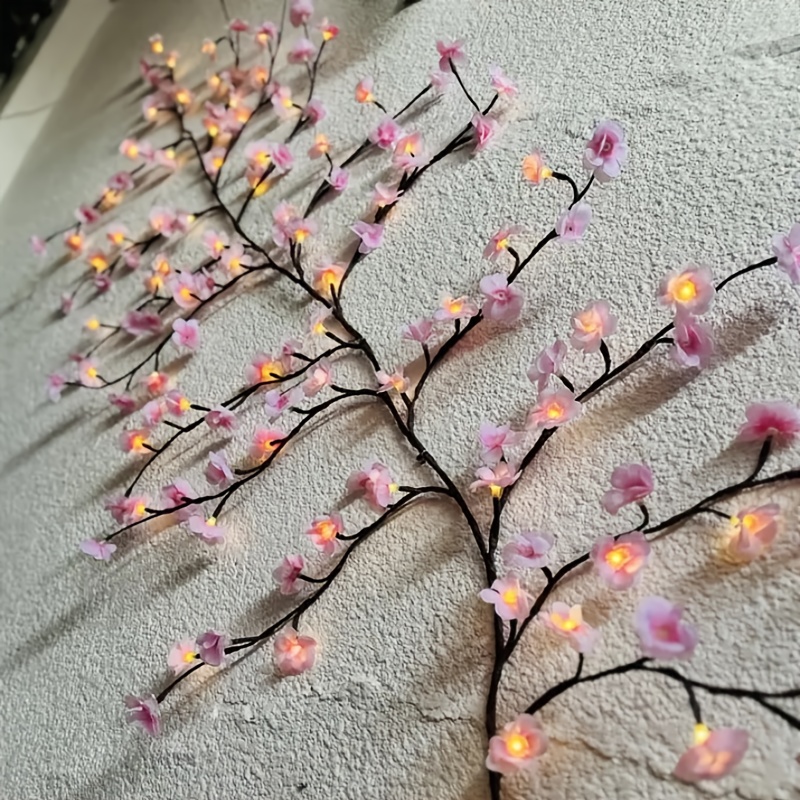 TEMU 1pc, Cherry Branch Led Light, Usb Powered, 8-mode Flashing Fairy Flower Ring Light, Suitable For Rooms, Walls, Wedding Parties, Etc., Halloween