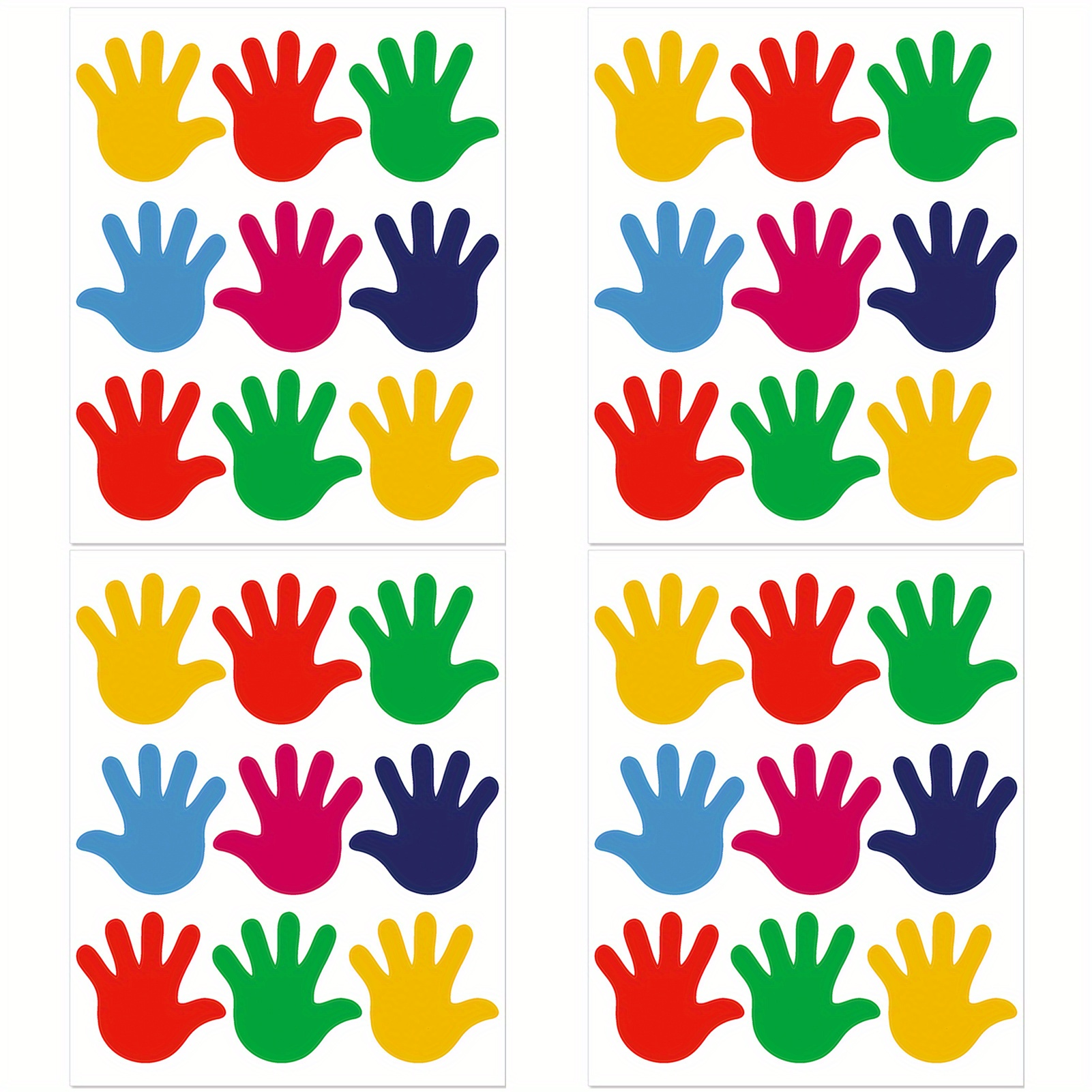 Image of 36pcs Color Handprint Wall Stickers Diy Handprint Wall Stickers, Suitable For Bedroom Decoration