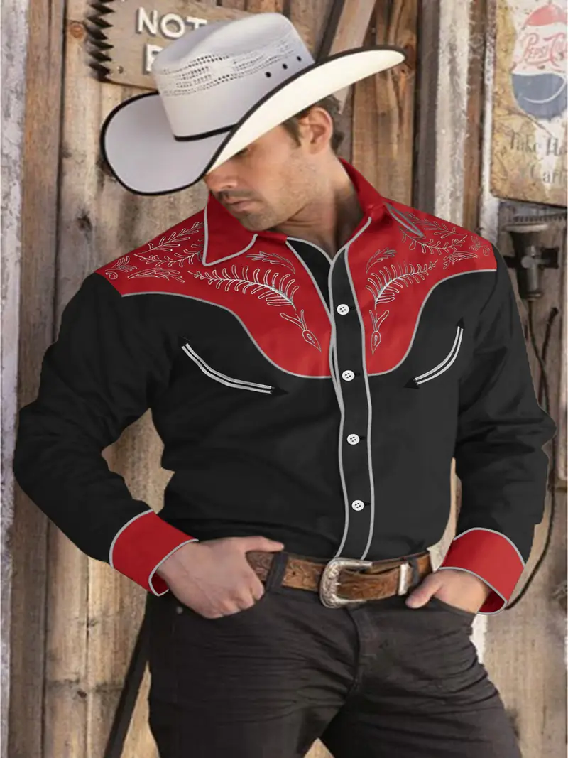 mens western cowboy shirt embroidered long sleeve cotton - Temu mens western cowboy shirt embroidered long sleeve cotton - Temu