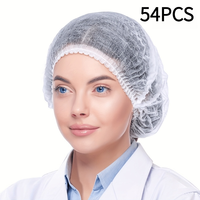 Image of Approximately 24/54 Disposable Caps, Non-woven Fabric Hats, Beauty And Makeup Caps, Kitchen Hats, Hair Nets, Breathable Dust-proof Caps Suitable For Men And Women