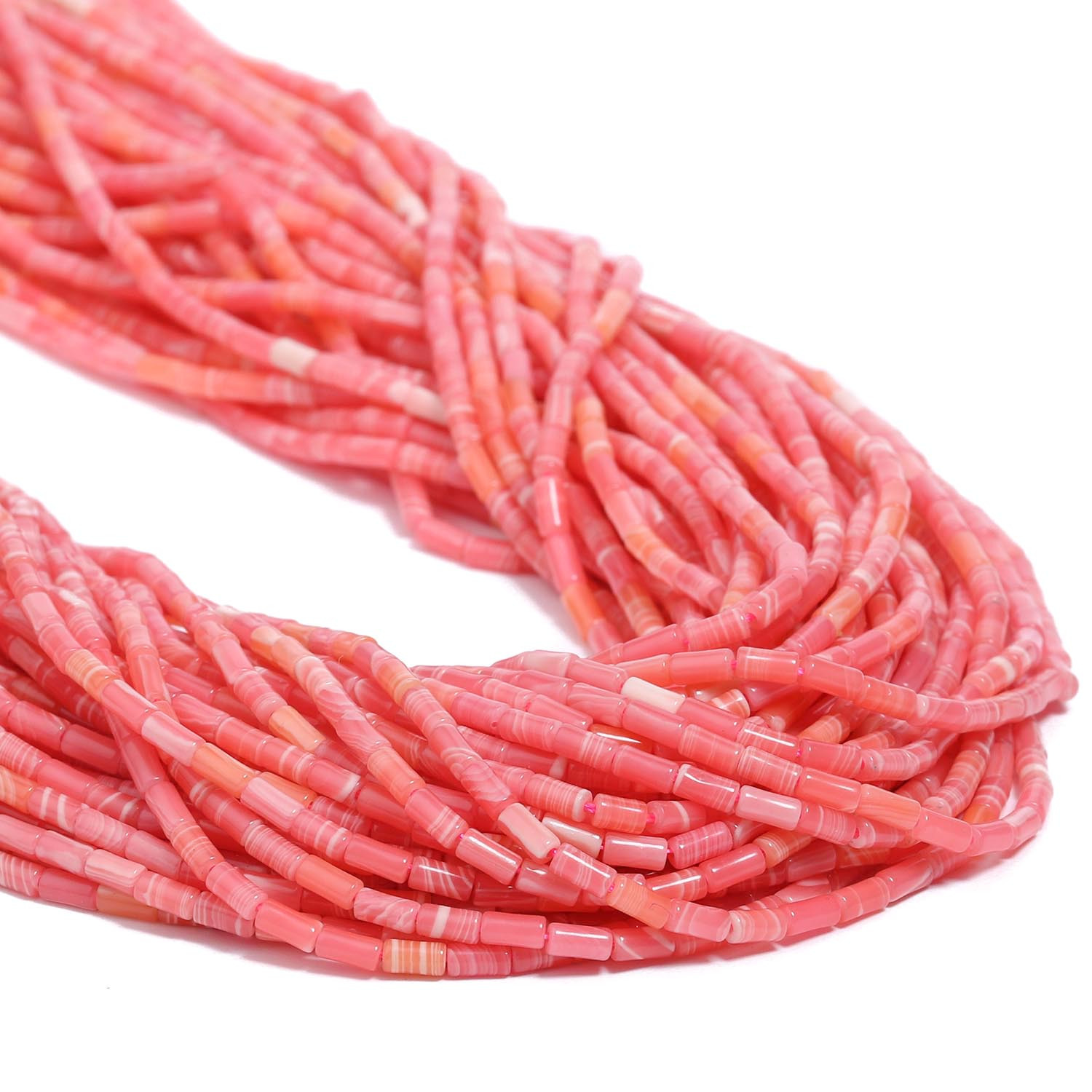 Natural Stone Cylindrical Rhodochrosite Beads, 2x4mm