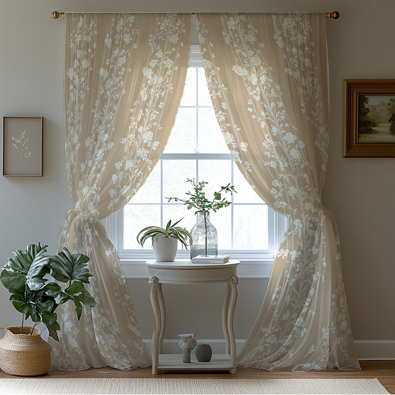 TEMU 2d Flat - 2d Flat - 2pcs Curtains, 2d , Semi-sheer Curtains - , Printed Design - Modern Home Decor And Artistic Drapes - Suitable For - Machine