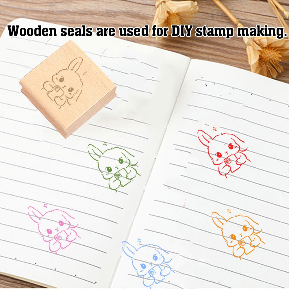 Square Exquisite Wooden Decoration Hand Account Stamp
