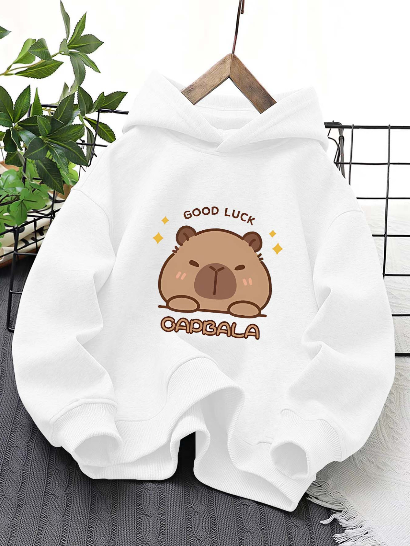 good luck capybara hoodie cozy polyester blend Temu Mauritius