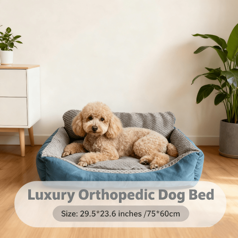 TEMU Luxury Plush Pet Sofa Bed- Extra-large Thick& Warm Dog Bed With High Backrest, , Easy-clean Cover For Large/medium/small Dogs& Cats, Pomeranian,