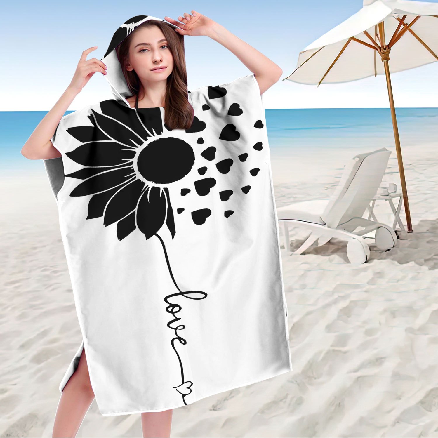 TEMU Quick-drying Surf Poncho With Hood â Ideal Swim Towel For The Beach, Snorkeling, And Diving