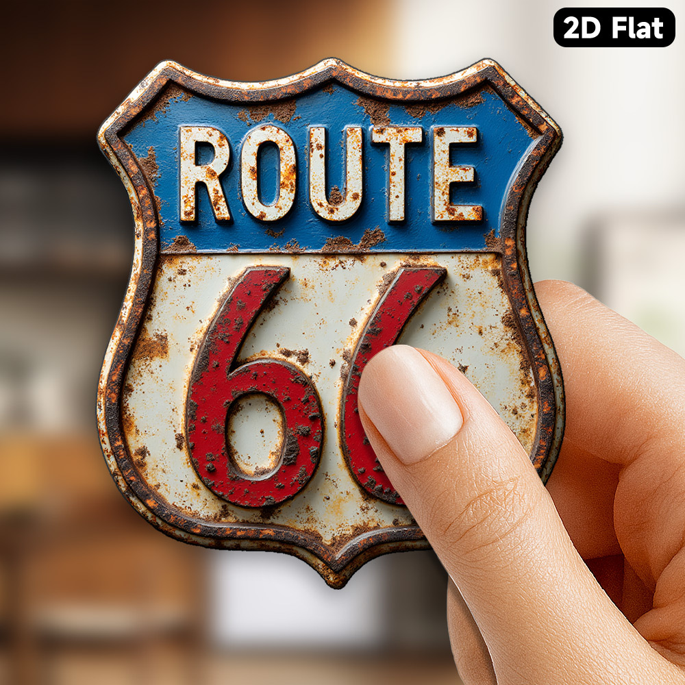 TEMU Vintage Route 66 Magnet - 3.15-inch Round Soft Acrylic & Rubber Fridge Magnets With Route 66 Sign, Aged Edges - Retro Decor, Cave - Ideal Gift