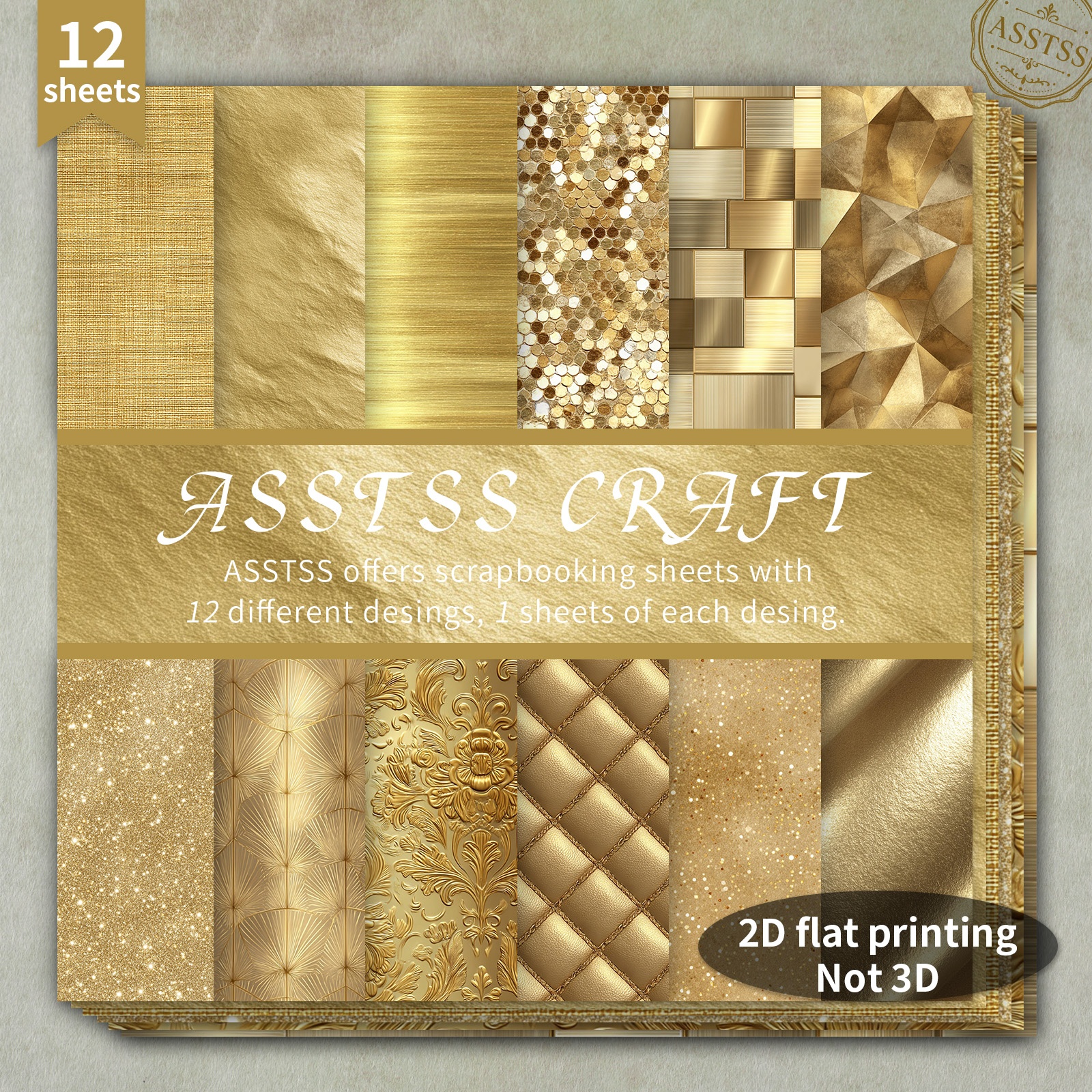 TEMU 12-sheet Asstss Heavyweight Scrapbooking Paper Pad Suitable For Journaling, Collage Art & Crafts - 6"x6" European Embossed Glitter Rhombus