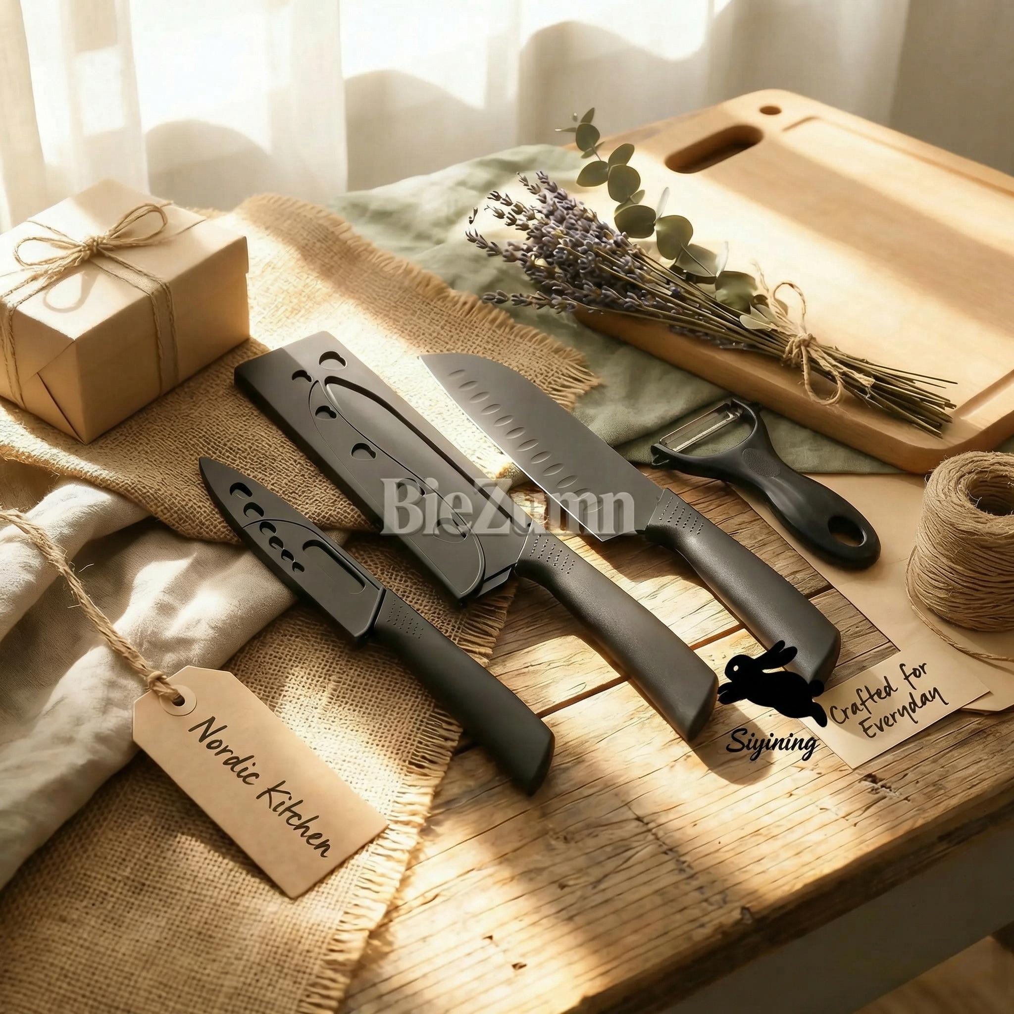 7 3pcs stainless steel kitchen knife set professionally   kitchen knives including a bone knife slicing knife carving knife peeler butcher knife kitchen scissors   bone knife suitable for meat and fish fruits