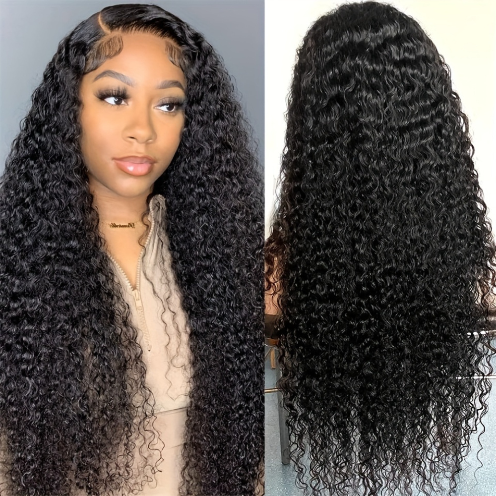 180 density brazilian deep wave lace front wig hd transparent 4x4 closure human hair natural black curly style for women full look versatile hair wig deep pre hairline details 0