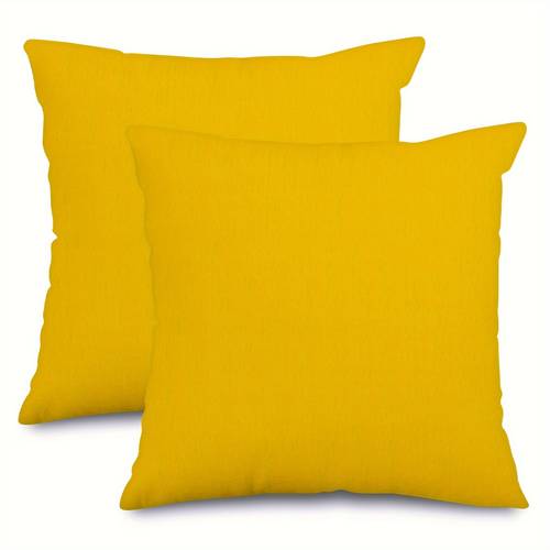 2pcs set home decorative cushion cover yellow solid pattern cushion cover with zipper opening and closing removable and washable suitable for room living room sofa decorative backrest cover pillow core not included