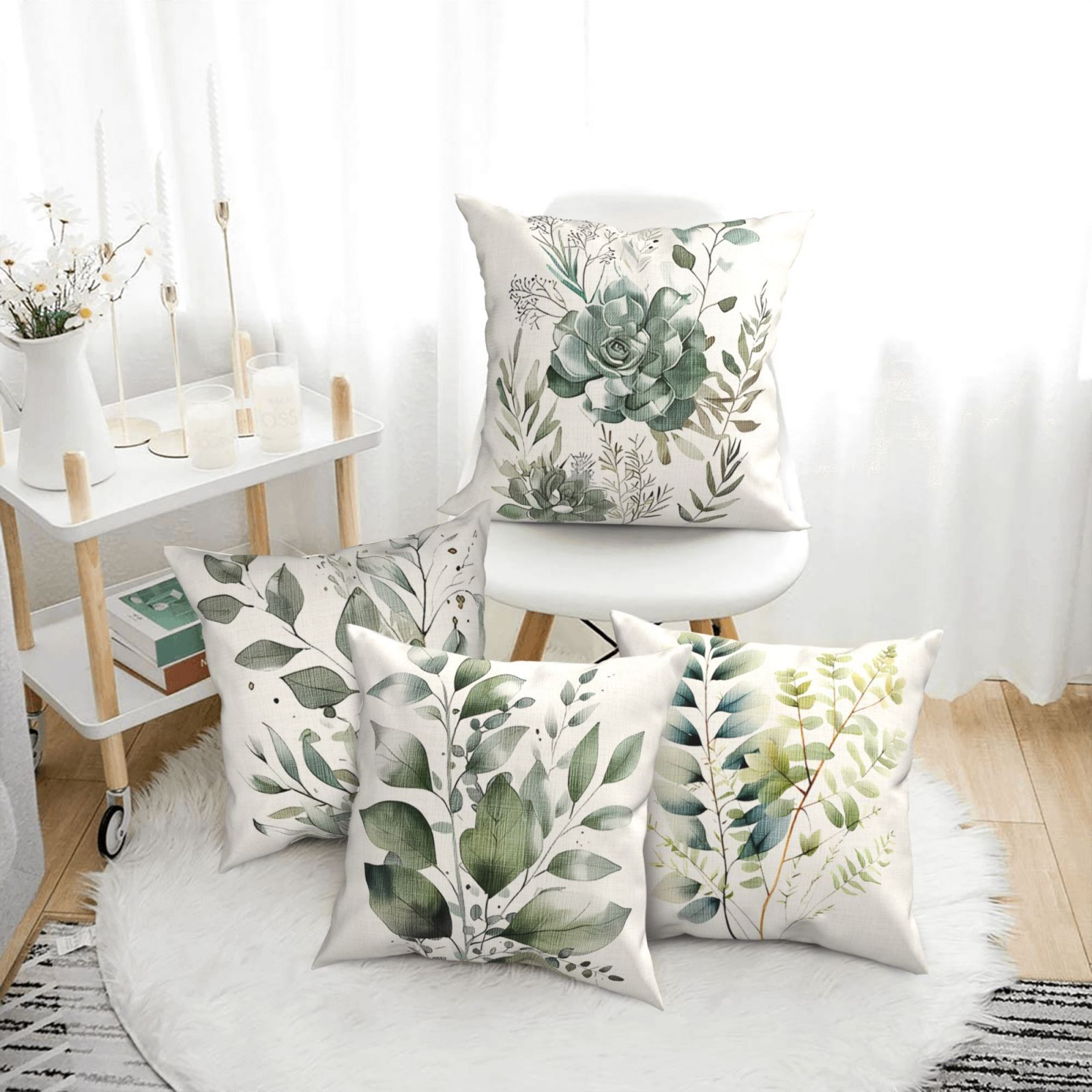 

4pcs Set Modern Minimalist Leaf Design Throw Pillow Covers - , Zip Closure, Machine Washable - Living Room & Bedroom Decor (pillow Inserts Not Included)