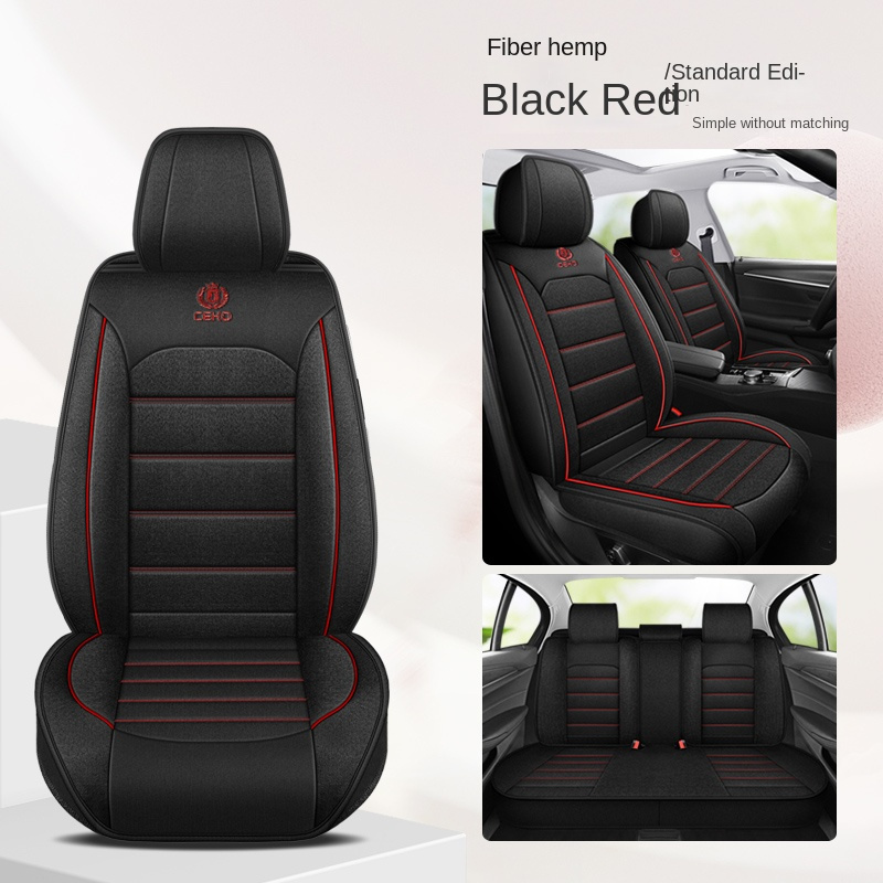TEMU 5-seat Car Seat Cover Set, Full Car Seat Cushion Linen Car Seat Cover, Car Seat Cover Set, Compatible With Five-seat Vehicles