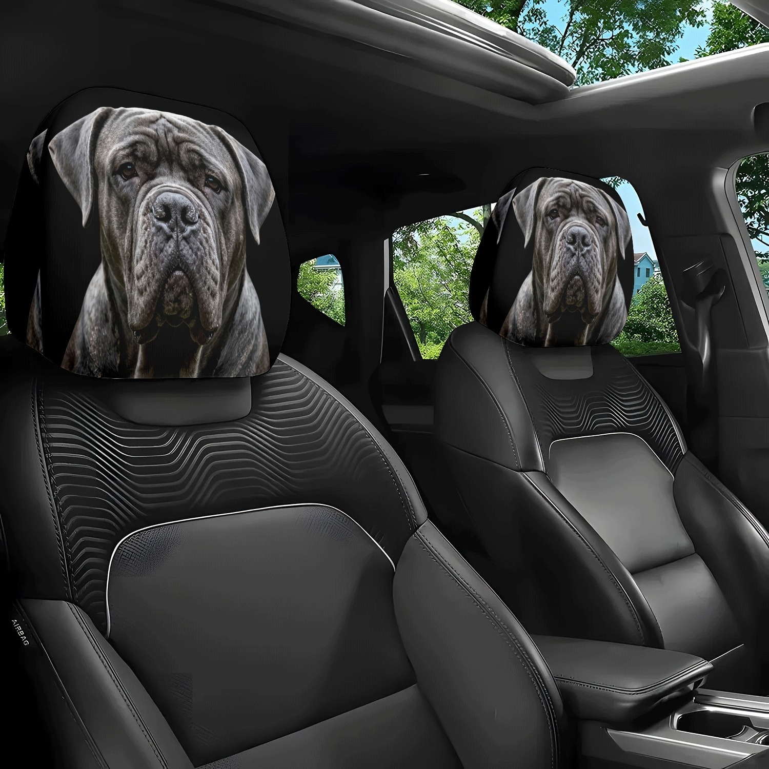 TEMU Lot de 2 housses universelles pour appuie-tête de siège de voiture sur le thème du chien italien, accessoires de voiture décoratifs, cadeau