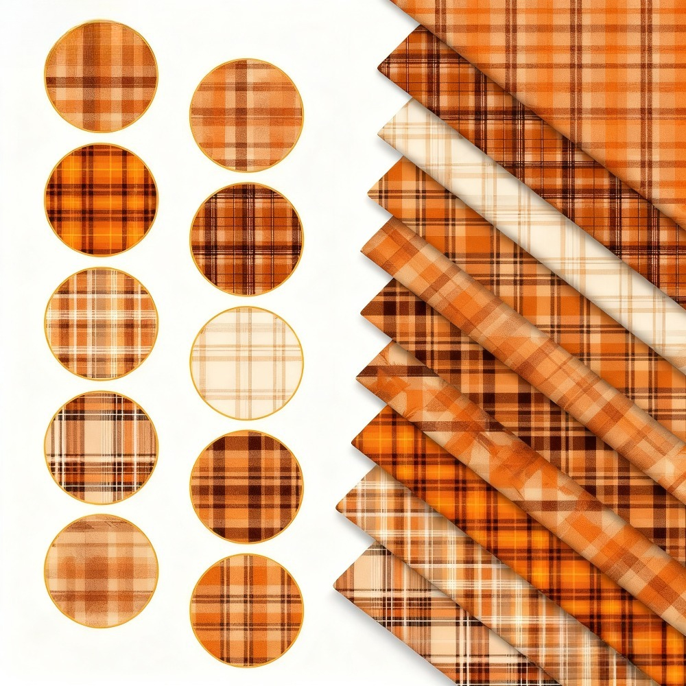 TEMU 6pcs Of 40*50cm (15.74*19.68in) Autumn Plaid Floral-themed Fabric, Sewing Kit, Suitable For Hand Sewing, Quilting, Doll Making, Bag Decoration,