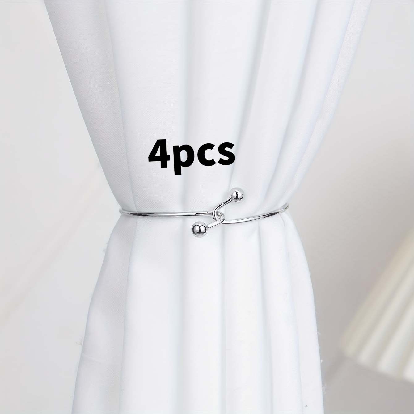 E-shop 4er-Set klassische moderne Vorhanghaken aus Zinklegierung, robuster Metall-Bügel, mit elegantem Ringdesign, geeignet für die Heimdekoration in
