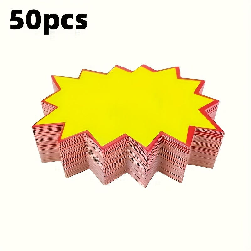 

[100pcs Yellow Starburst Price Tags] 100pcs Starburst Price Tags, 2.75 X 1.97 Inches, Blank Yellow Explosion Labels, Paper Material, For Retail, Grocery, Supermarket, Office Use